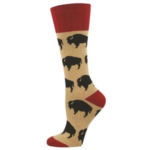 Socksmith Women Outlands Boot Socks Buffalo Bison Cushioned Novelty Footwear New